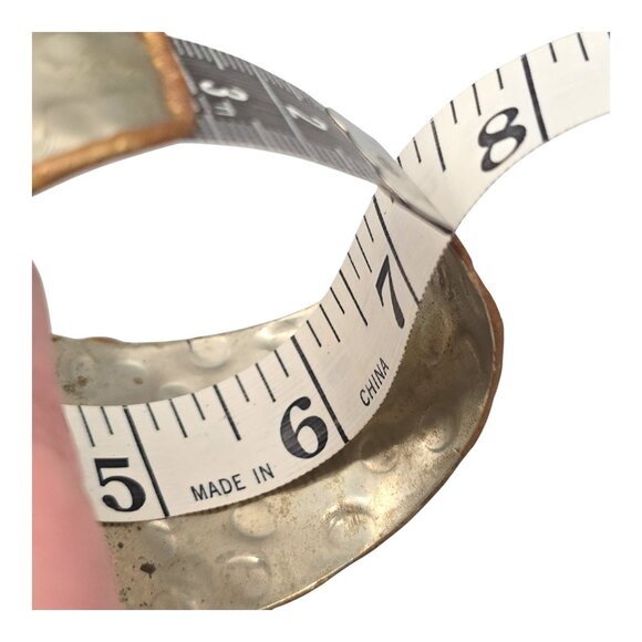 Turquoise Modernist Brutalist Mixed Metal Cuff Bracelet Bronze Copper Silver - Picture 10 of 11